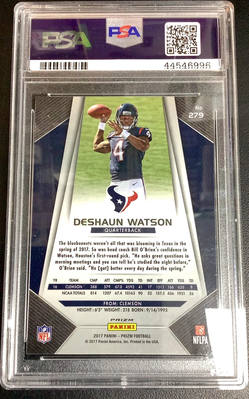 2017 Panini Prizm 279 Deshaun Watson Disco Prizm PSA 9