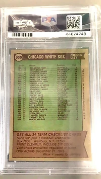 1976 Topps 656 White Sox Team PSA 10