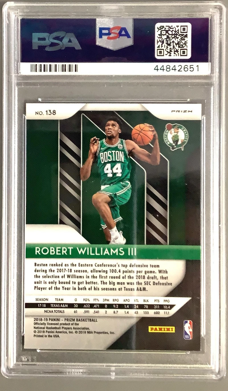 2018 Panini Prizm 138 Robert Williams Iii Silver Prizm PSA 10