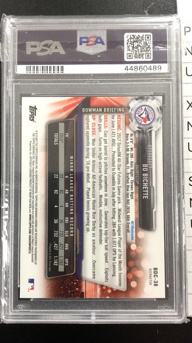 2017 Bowman Draft Bdc38 Bo Bichette Chrome-refractor PSA 10