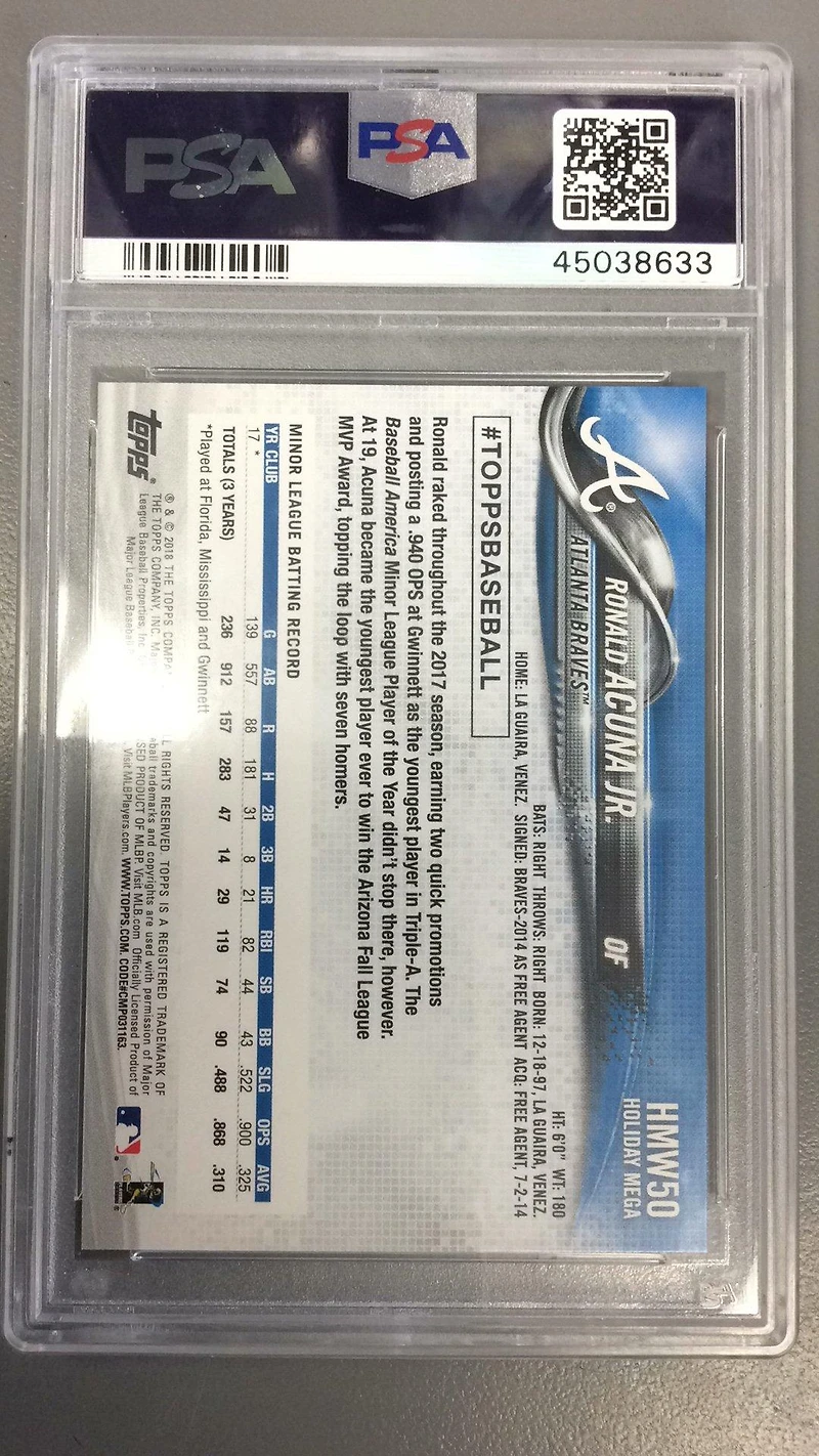 2018 Topps Holiday 50 Ronald Acuna Jr. PSA 10