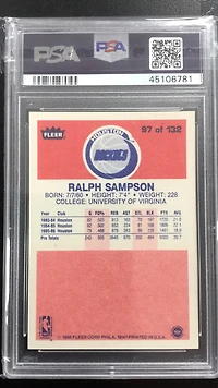 1986 Fleer 97 Ralph Sampson PSA 8