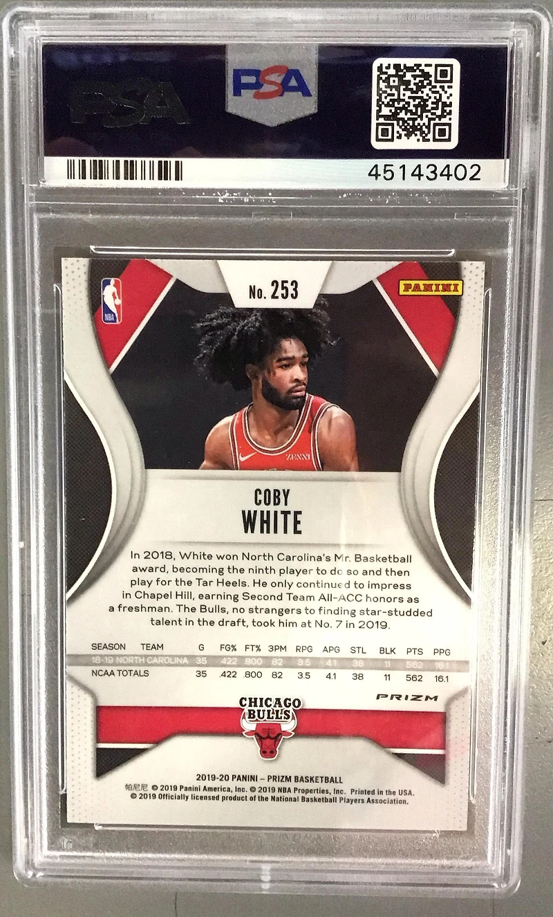 2019 Panini Prizm 253 Coby White Silver Prizm PSA