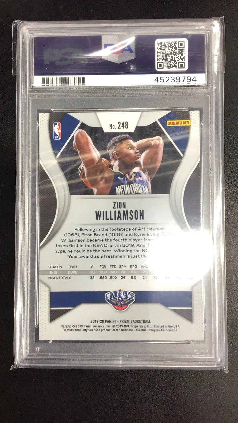 2019 Panini Prizm 248 Zion Williamson PSA