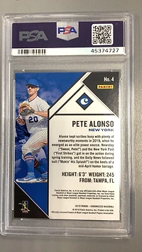 2019 Panini Chronicles 4 Pete Alonso PSA 10