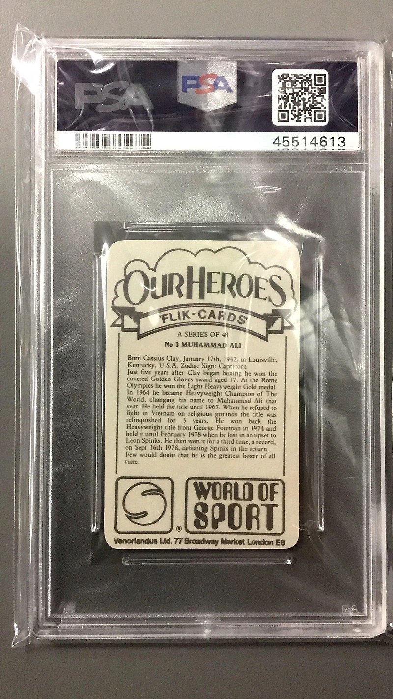 1979 Venorlandus Ltd. Our Heroes World Of Sport 3 Muhammad Ali PSA