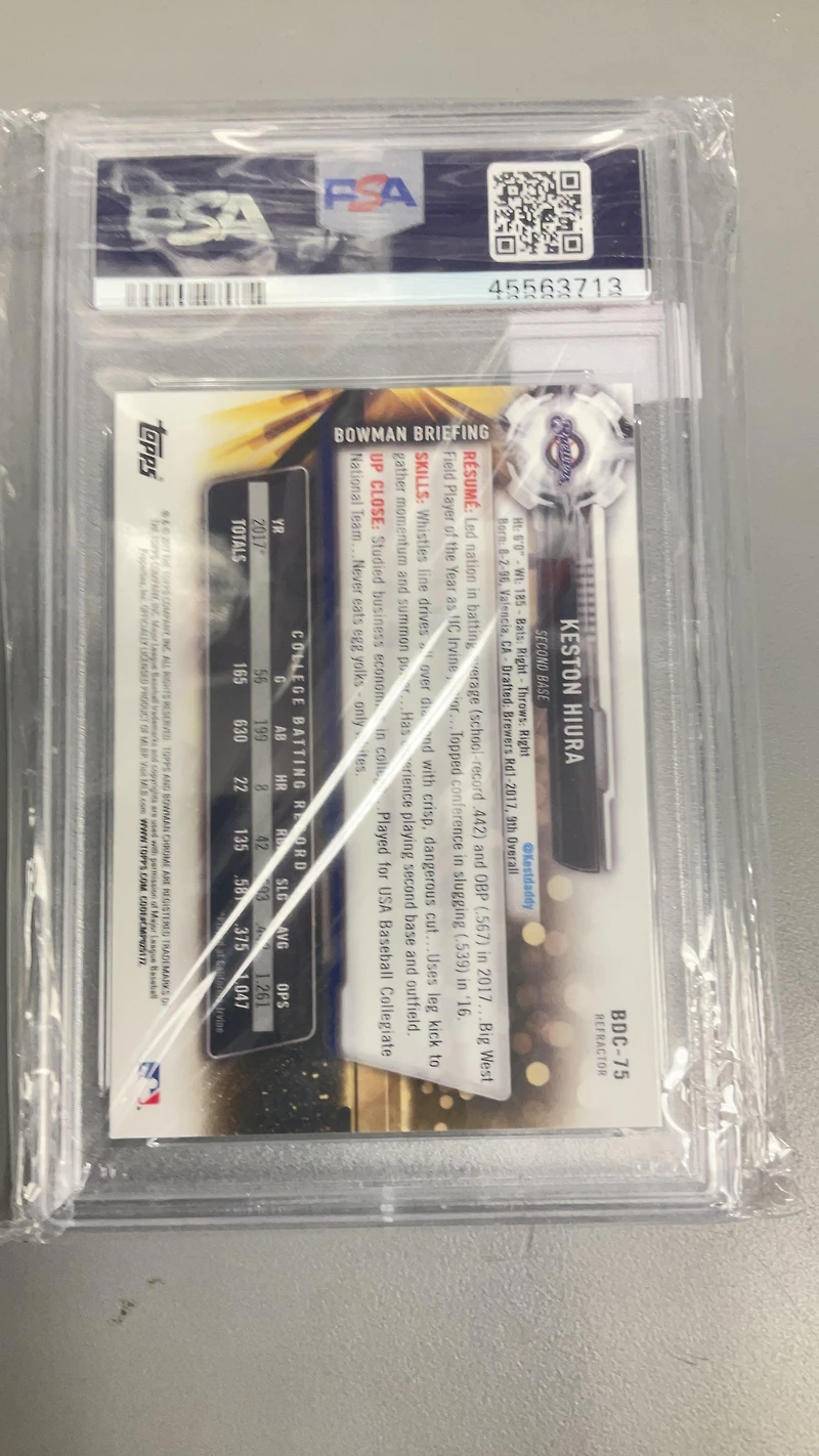 2017 Bowman Draft Bdc75 Keston Hiura Chrome-refractor PSA 10