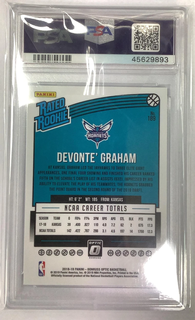 2018 Panini Chronicles 169 Devonte' Graham Blue PSA 10