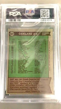 1976 Topps 421 A's Team PSA 8