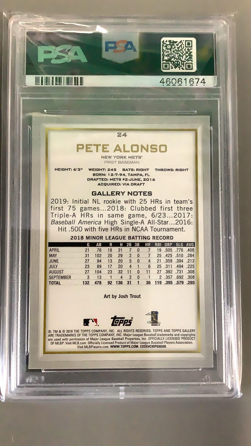 2019 Topps Gallery 24 Pete Alonso PSA 10