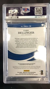 2019 Panini Immaculate Collection Dual Material Autographs Cb Cody Bellinger PSA 9