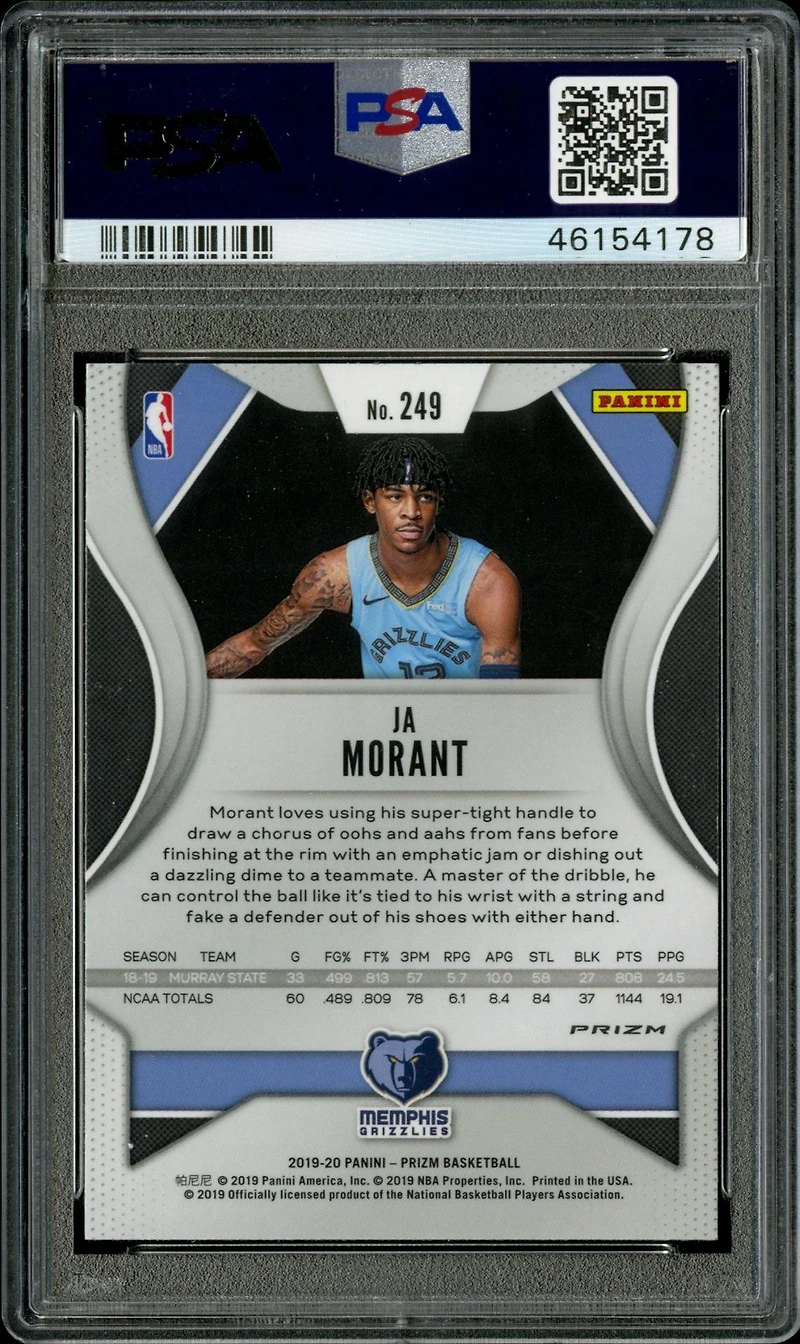 2019 Panini Prizm 249 Ja Morant Green Ice PSA 9