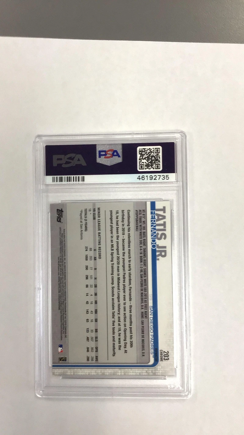 2019 Topps Chrome 203 Fernando Tatis Jr. X-fractor PSA 9