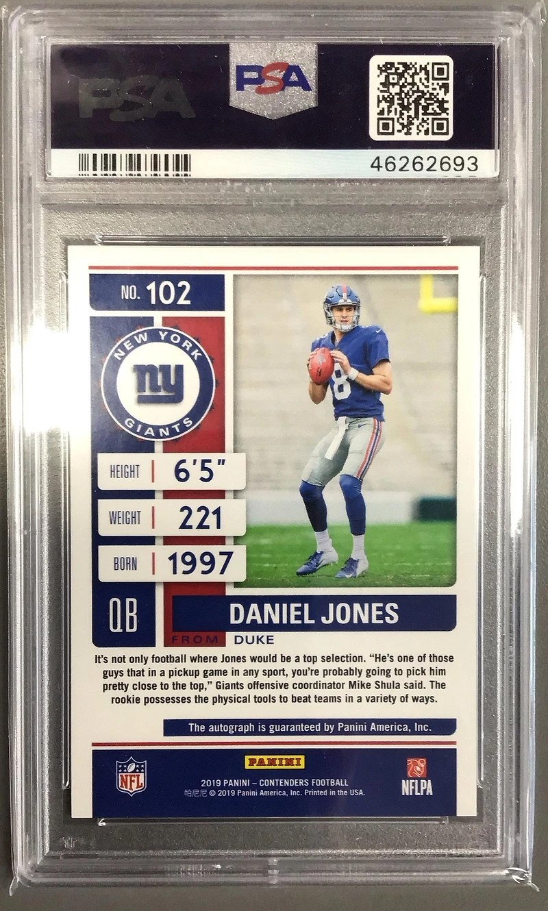 2019 Panini Contenders 102 Daniel Jones Autograph PSA 10