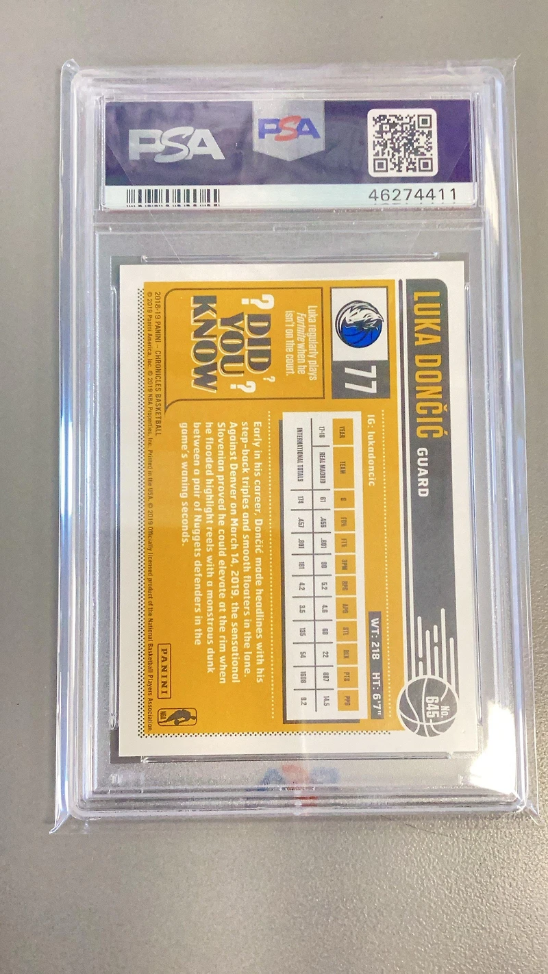 2018 Panini Chronicles 645 Luka Doncic PSA 9