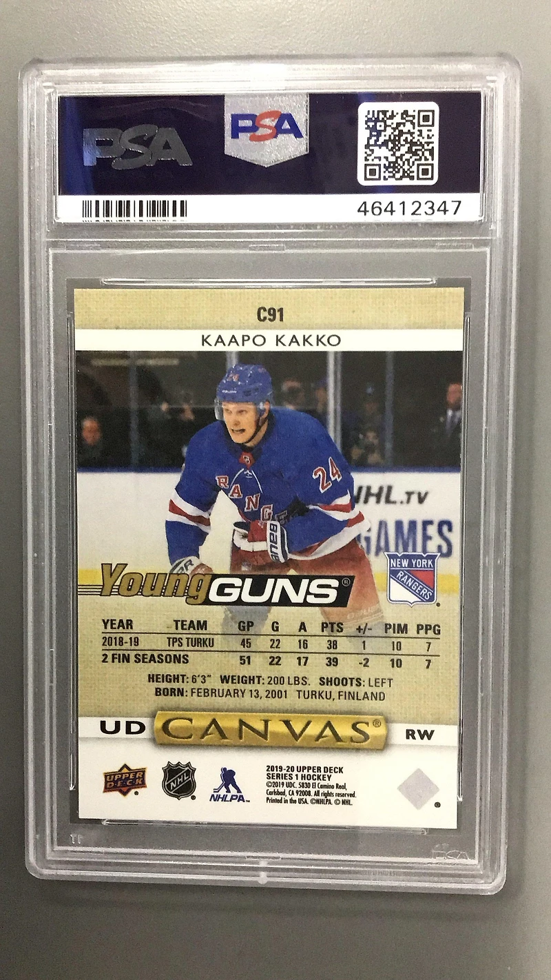 2019 Upper Deck Canvas C91 Kaapo Kakko PSA 10