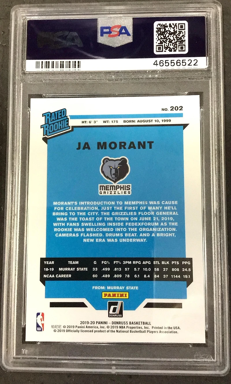 2019 Panini Donruss 202 Ja Morant PSA