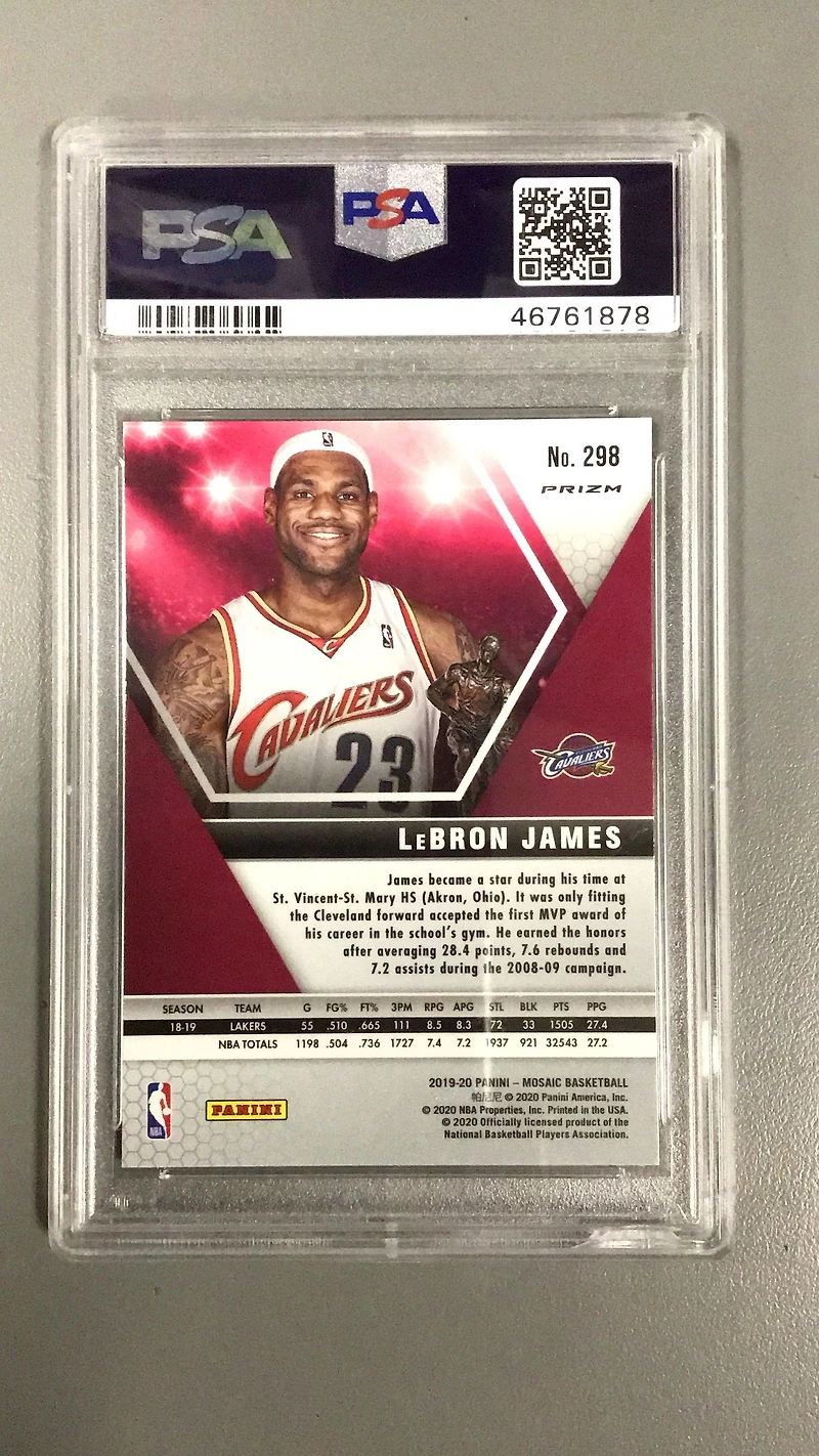 2019 Panini Mosaic 298 Lebron James Green Mosaic PSA 10