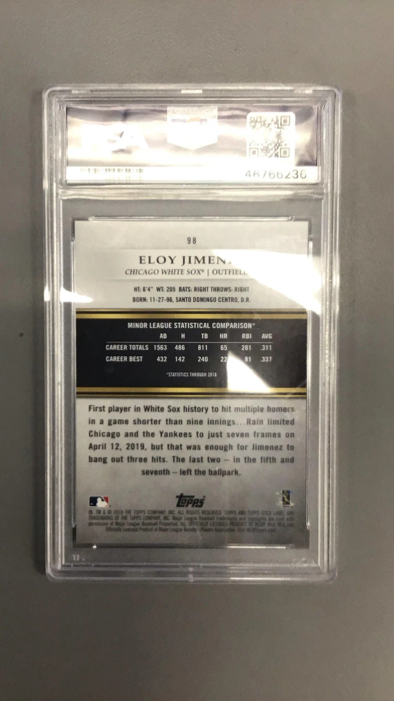 2019 Topps Gold Label 98 Eloy Jimenez Class 2-red PSA 10