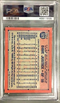 1991 Topps 329 Dave Justice PSA 9