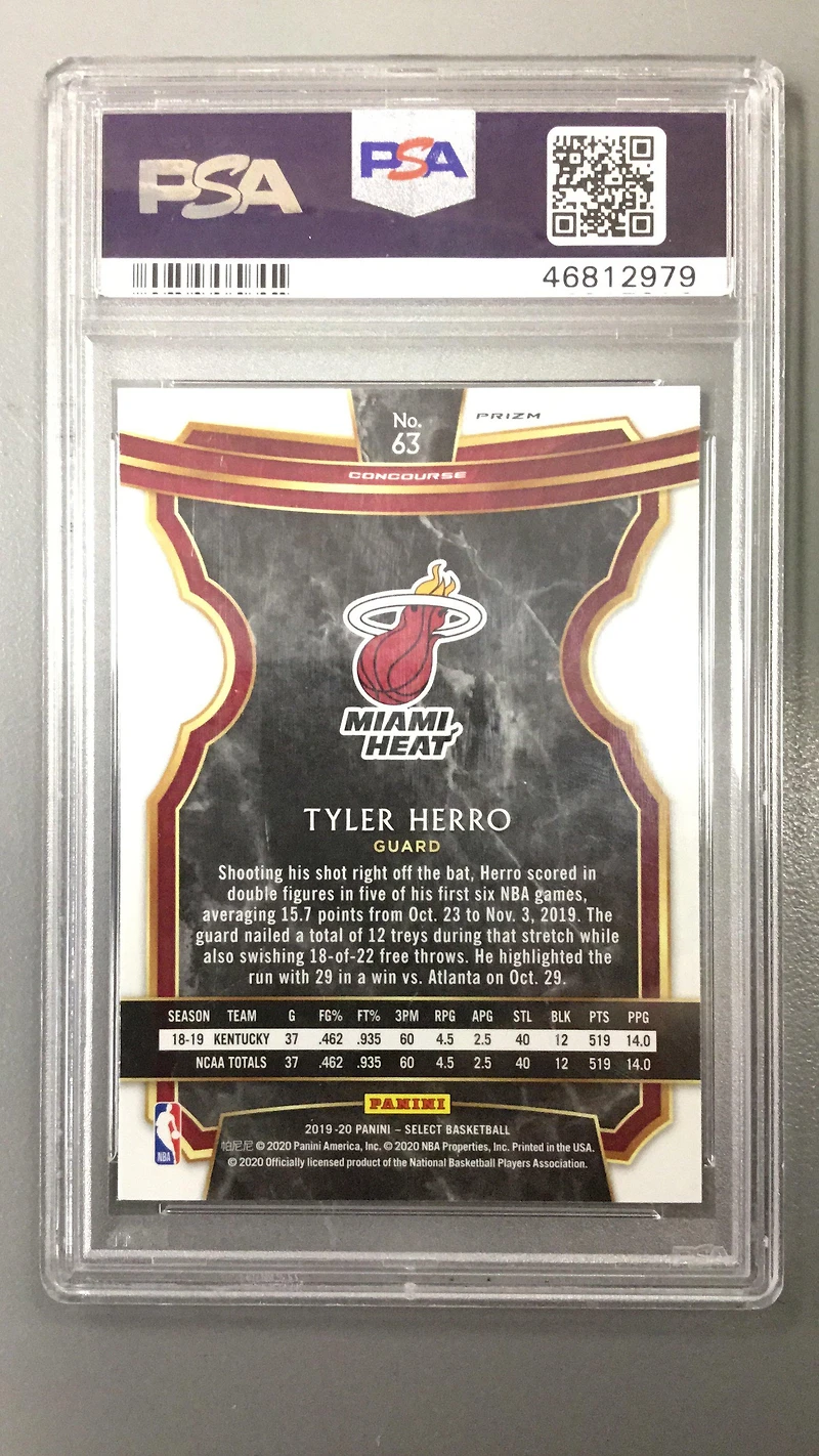 2019 Panini Select 63 Tyler Herro Scope Prizm PSA 10