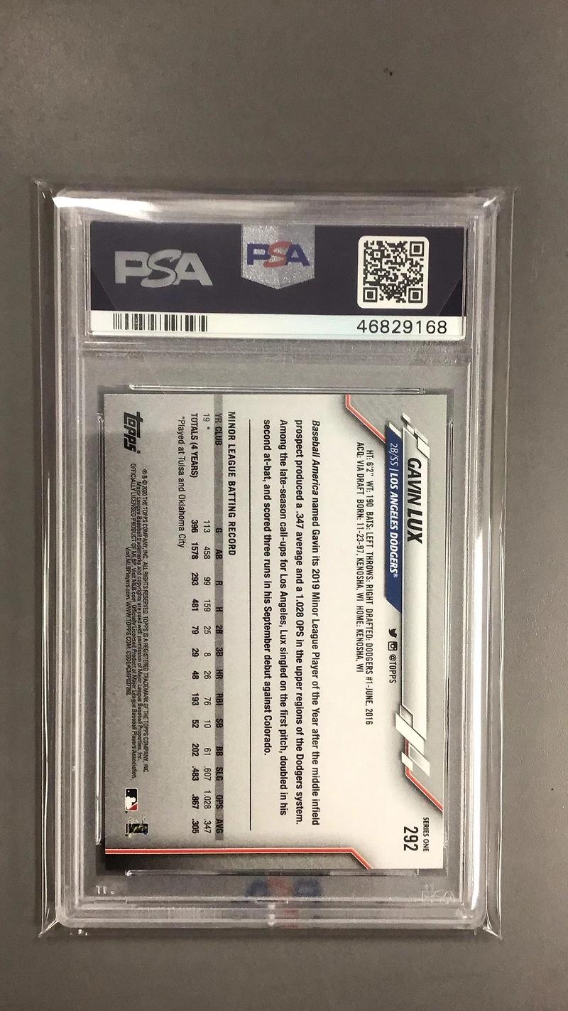 2020 Topps 292 Gavin Lux PSA 9