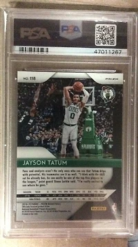 2018 Panini Prizm 118 Jayson Tatum Prizm PSA 9