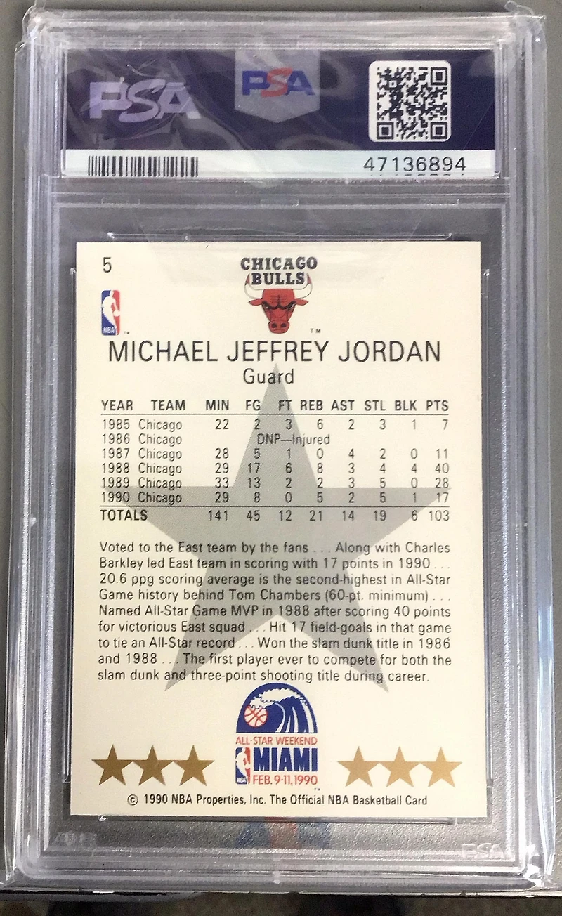 1990 Hoops 5 Michael Jordan All-star PSA