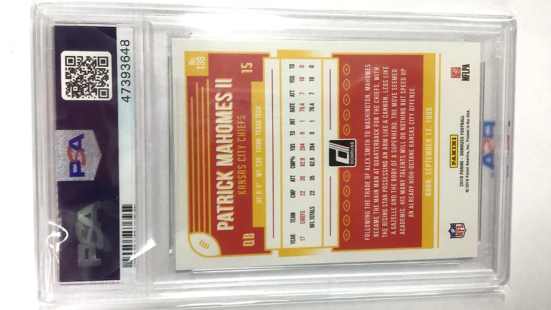 2018 Panini Donruss 138 Patrick Mahomes Ii PSA