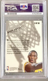 1996 Hoops Rookie 3 Kobe Bryant PSA 9