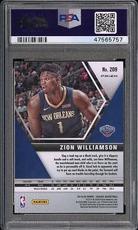 2019 Panini Mosaic 209 Zion Williamson Silver Prizm PSA 10