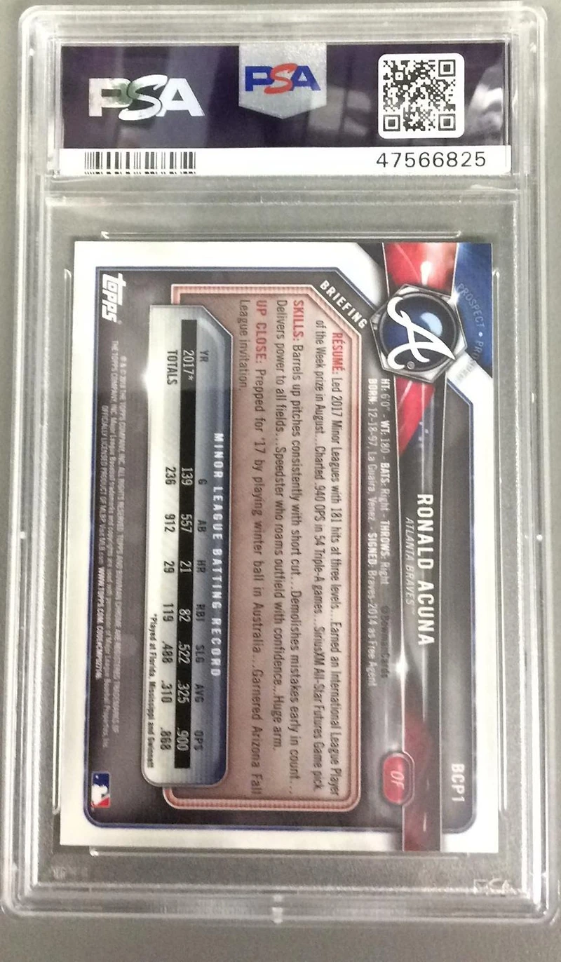 2018 Bowman Prospects Chrome 1 Ronald Acuna PSA