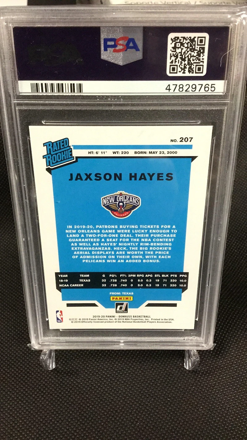 2019 Panini Donruss 207 Jaxson Hayes PSA 10