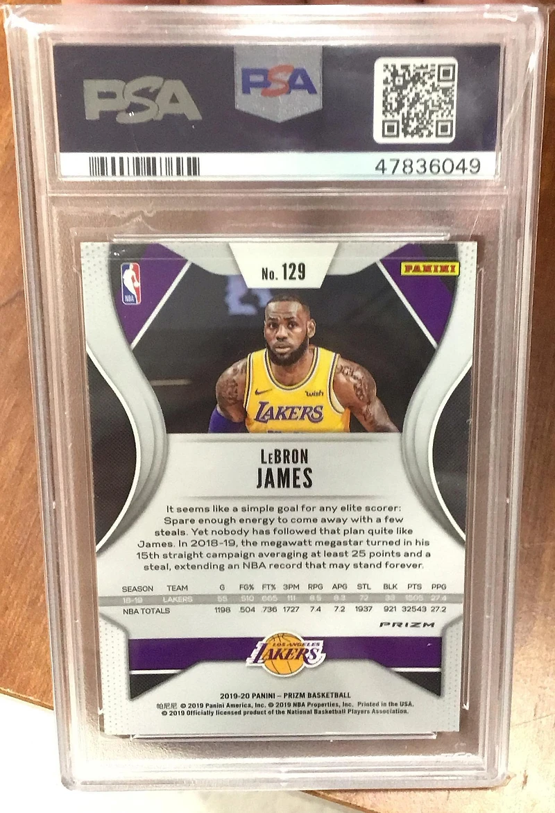 2019 Panini Prizm 129 Lebron James Orange Ice PSA 10