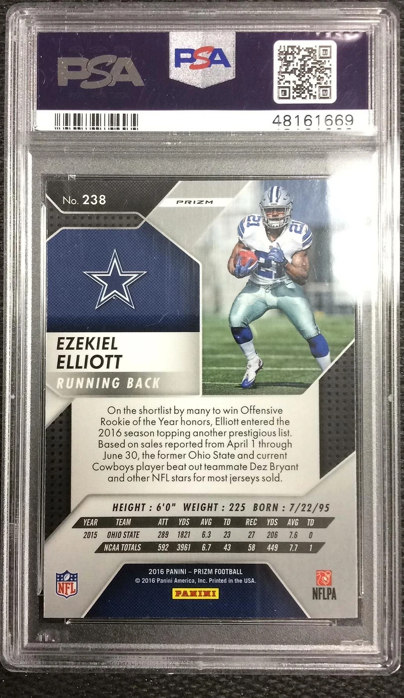 2016 Panini Prizm 238 Ezekiel Elliott Prizm PSA 10