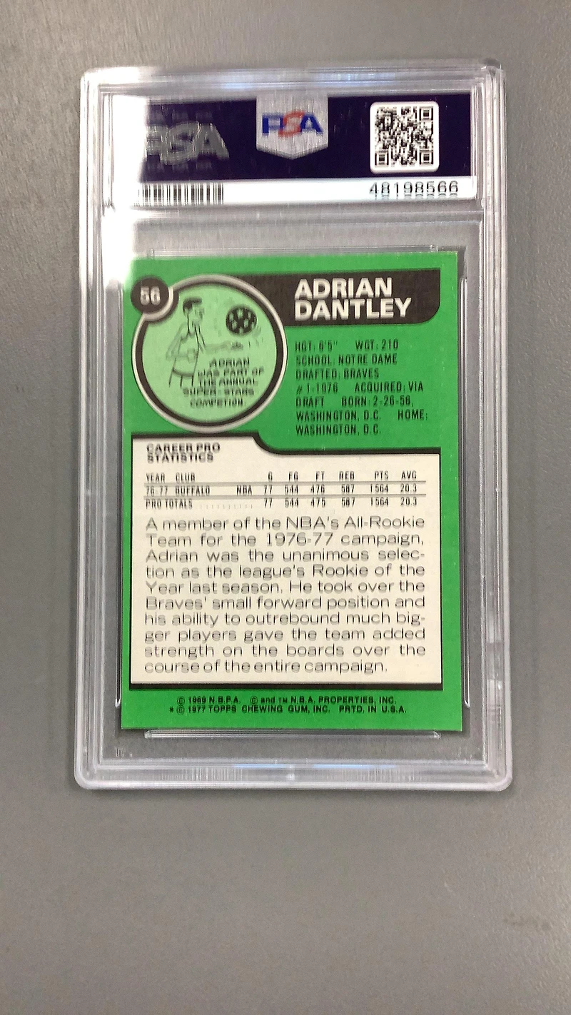1977 Topps 56 Adrian Dantley PSA 8