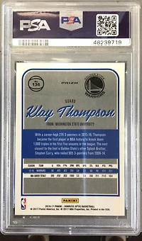 2016 Panini Donruss Optic 136 Klay Thompson Holo PSA 9