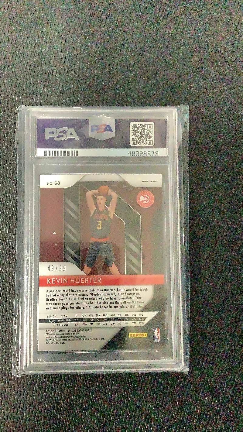 2018 Panini Prizm 68 Kevin Huerter Blue Ice PSA 10