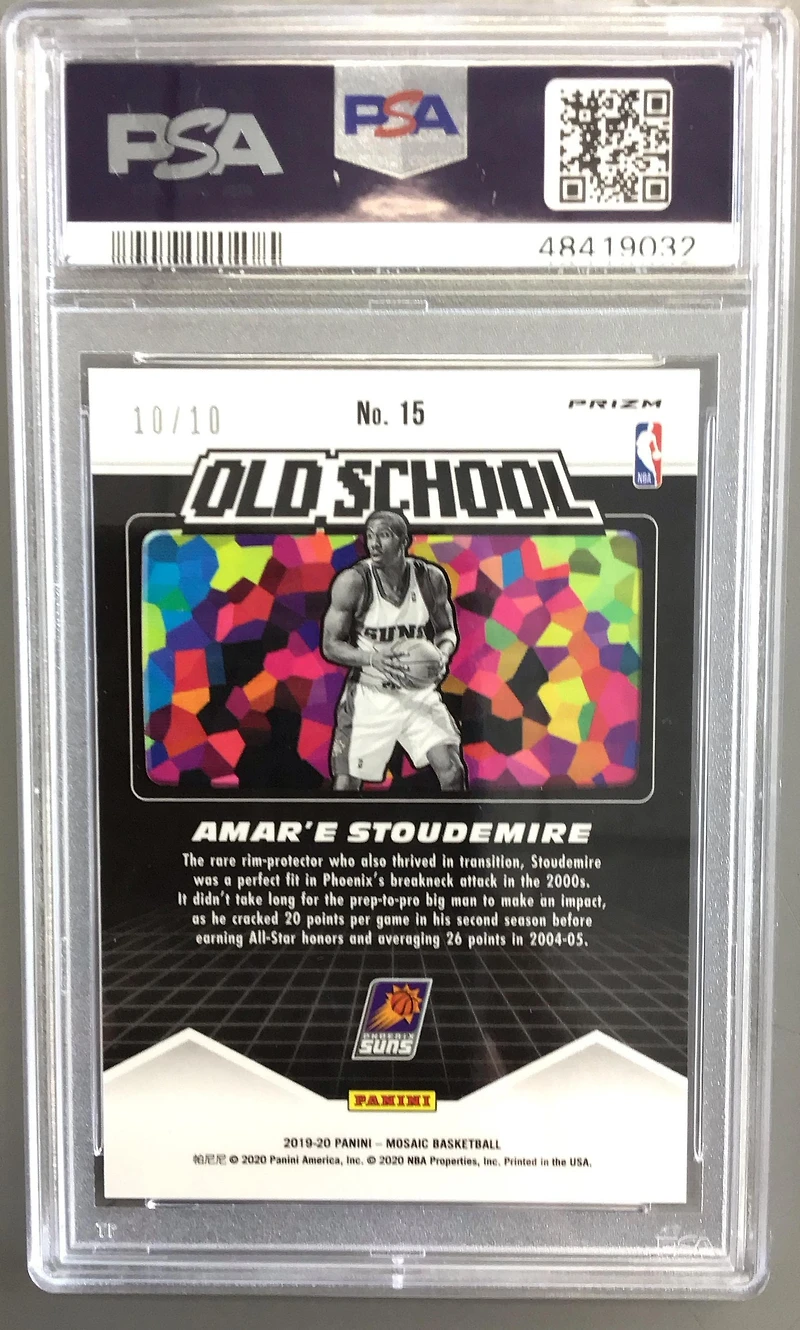 2019 Panini Mosaic Old School 15 Amar'e Stoudemire Pink Fluorescent PSA 10