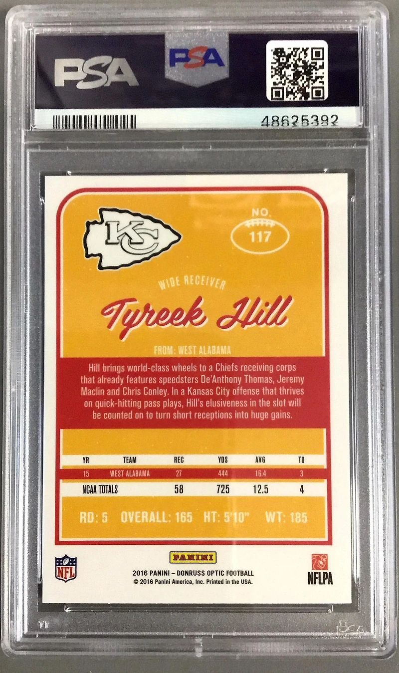2016 Panini Donruss Optic 117 Tyreek Hill Pink PSA 10
