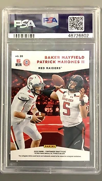 2020 Panini Contenders Draft Picks Collegiate Connections 20 Patrick Mahomes Ii/baker Mayfield Cracked Ice PSA 10
