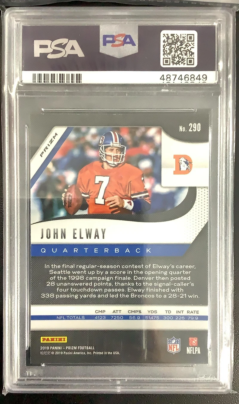 2019 Panini Prizm 290 John Elway Lazer Prizm PSA 10