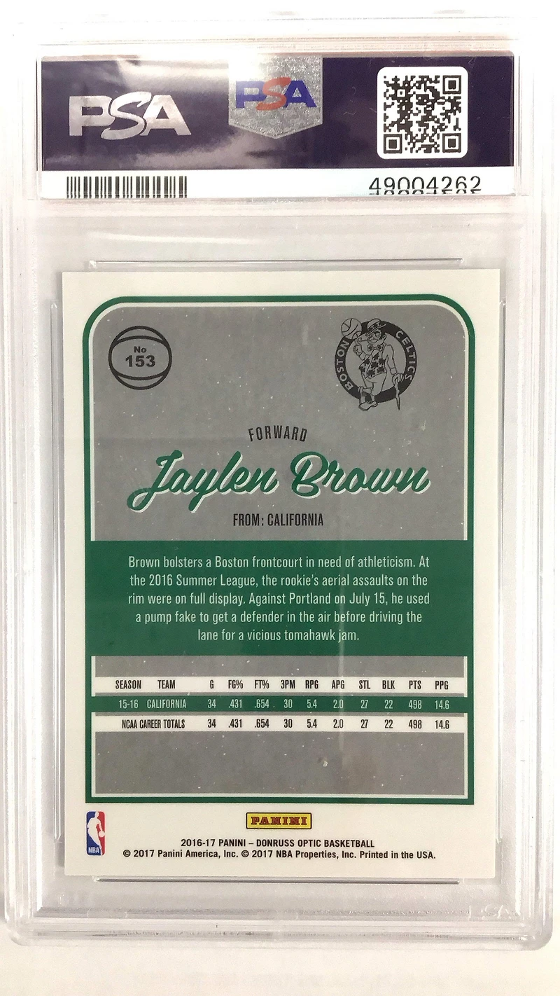 2016 Panini Donruss Optic 153 Jaylen Brown PSA