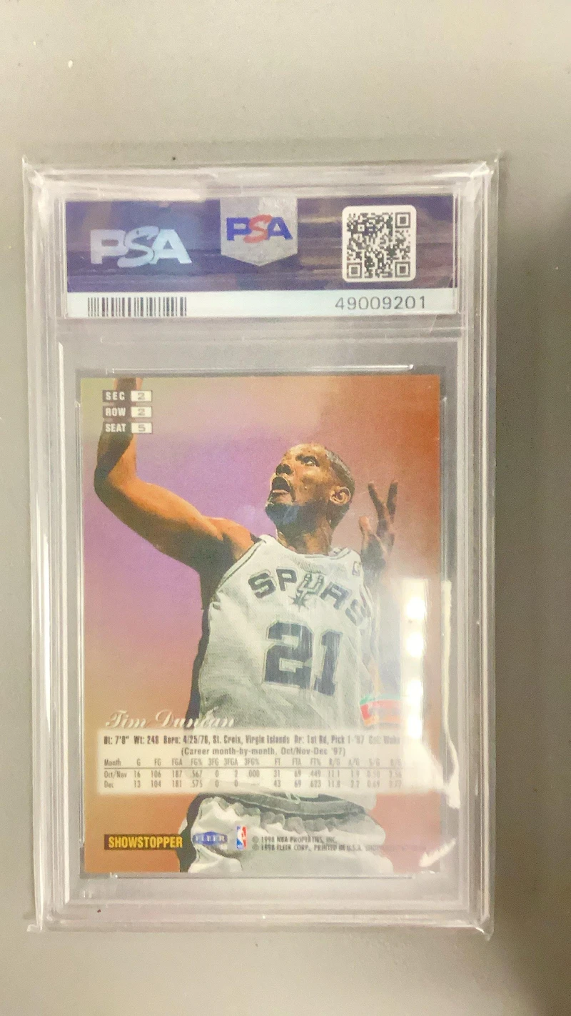 1997 Flair Showcase 5 Tim Duncan Row PSA 9