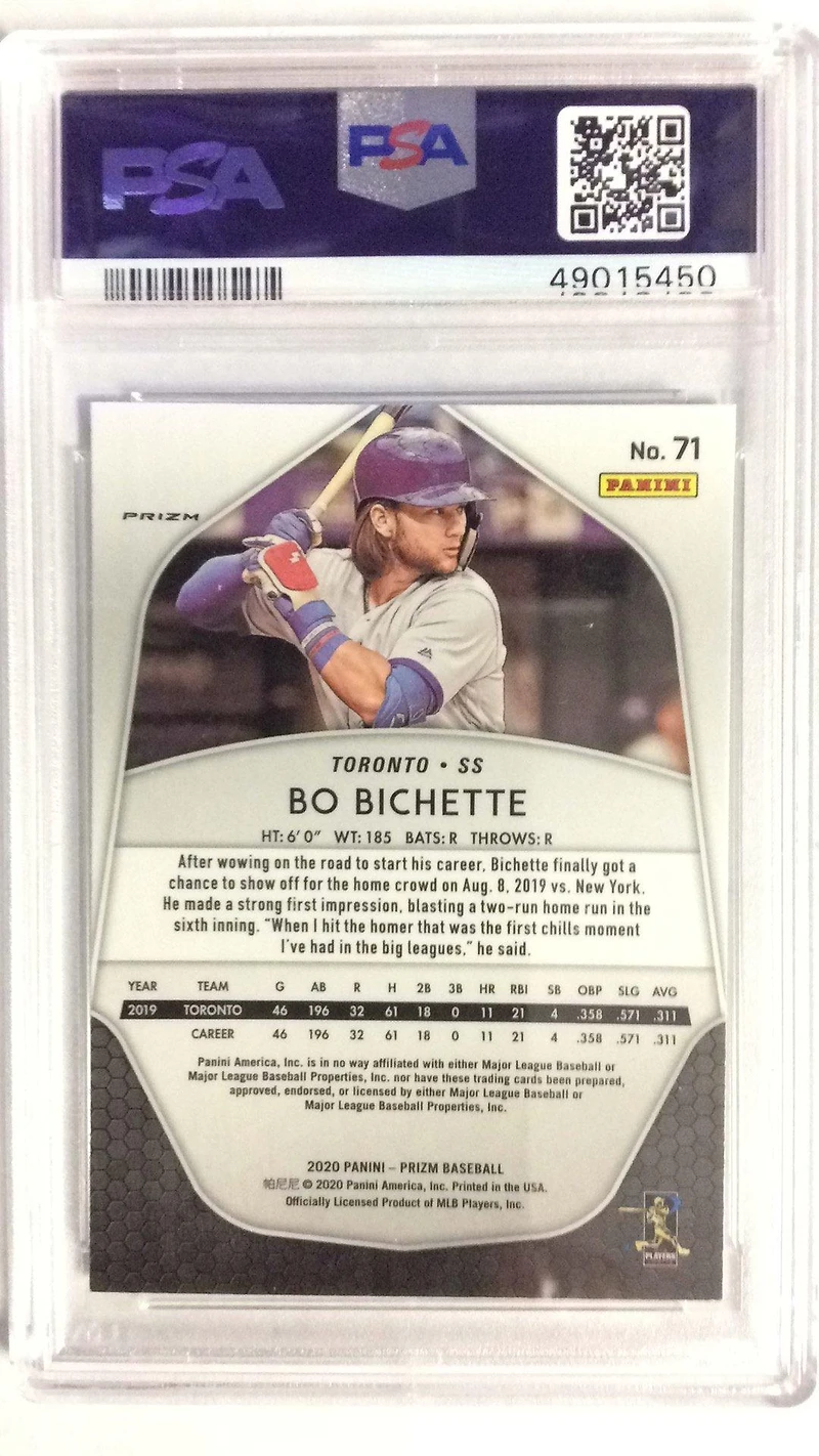 2020 Panini Prizm 71 Bo Bichette PSA 9