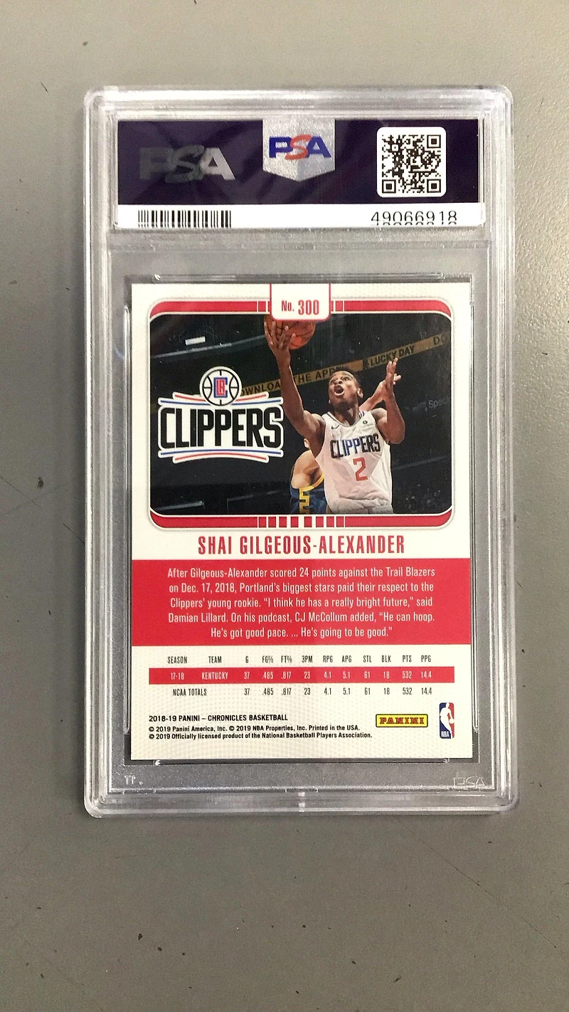 2018 Panini Chronicles Shai Gilgeous-alexander PSA