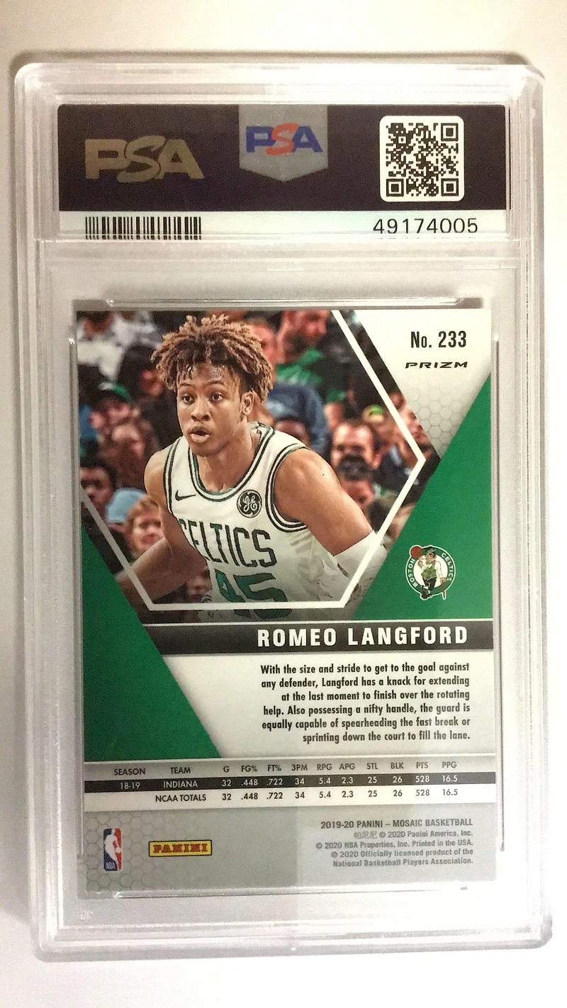 2019 Panini Mosaic 233 Romeo Langford Pink Camo PSA