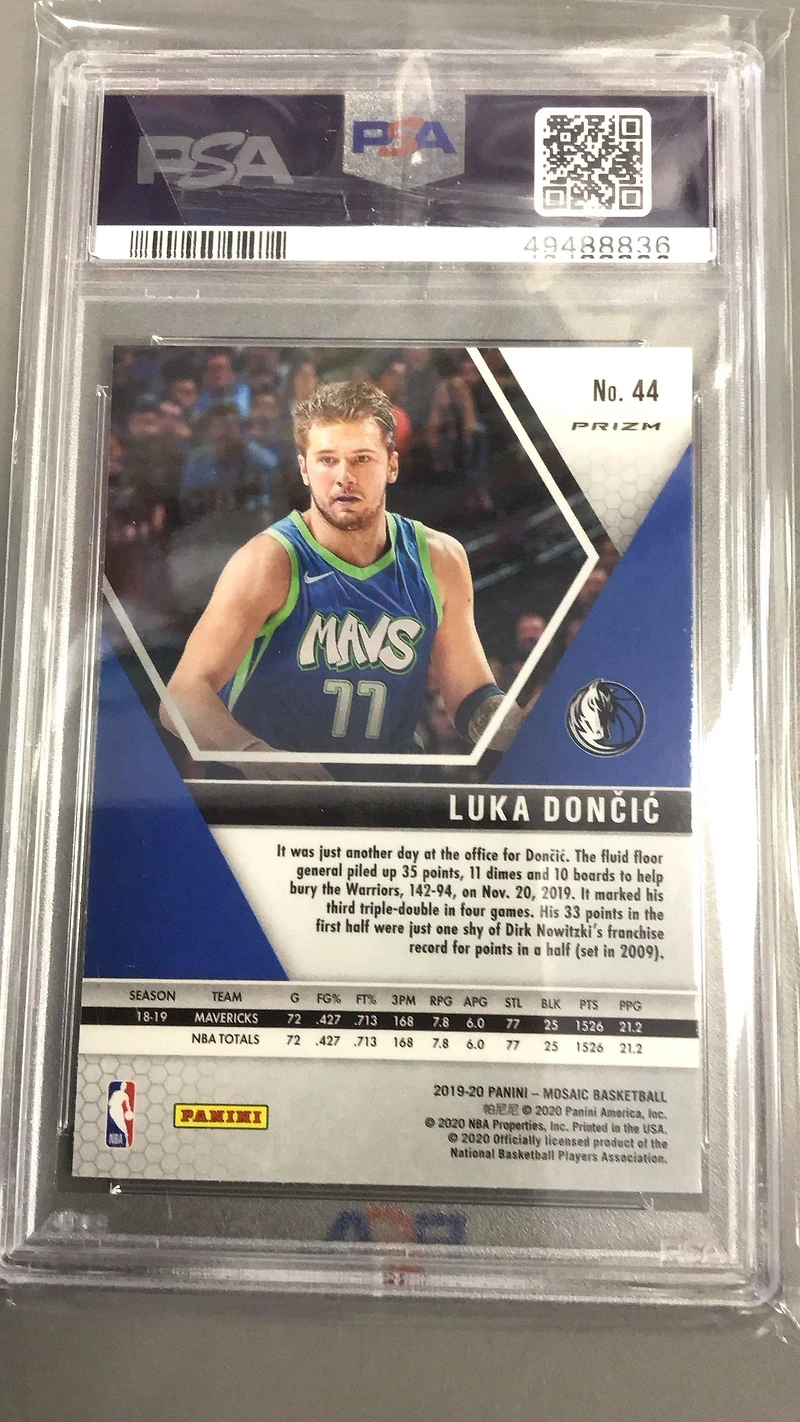 2019 Panini Mosaic 44 Luka Doncic Pink Camo PSA 10