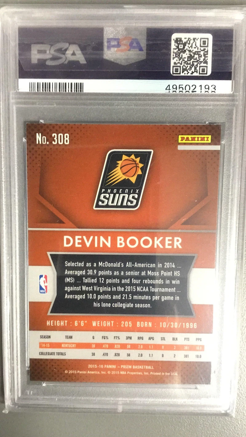 2015 Panini Prizm 308 Devin Booker PSA 8