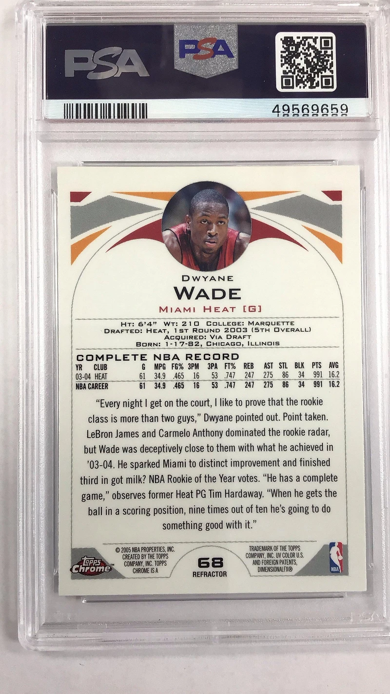 2004 Topps Chrome 68 Dwyane Wade PSA 9